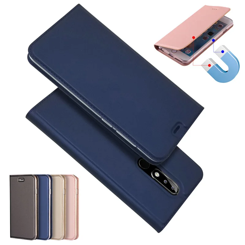 Магнитный поглощающий кожаный флип чехол для Nokia 3 5 6 8 Sirocco 7 1 2 X5 X6 X7 2018 Plus|Сумки