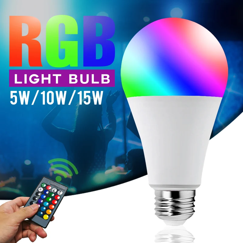 Светодиодный ная лампочка меняющая цвет приглушаемая ИК-управление E27