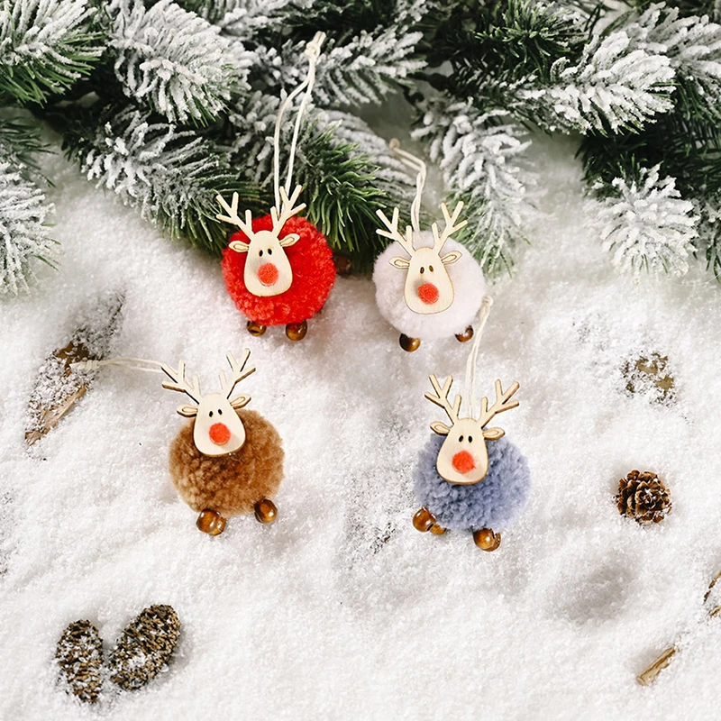 

New Cute Felt Wooden Elk Christmas Tree Decorations Hanging Pendant Deer Craft Ornament Christmas Decorations For Home 2022