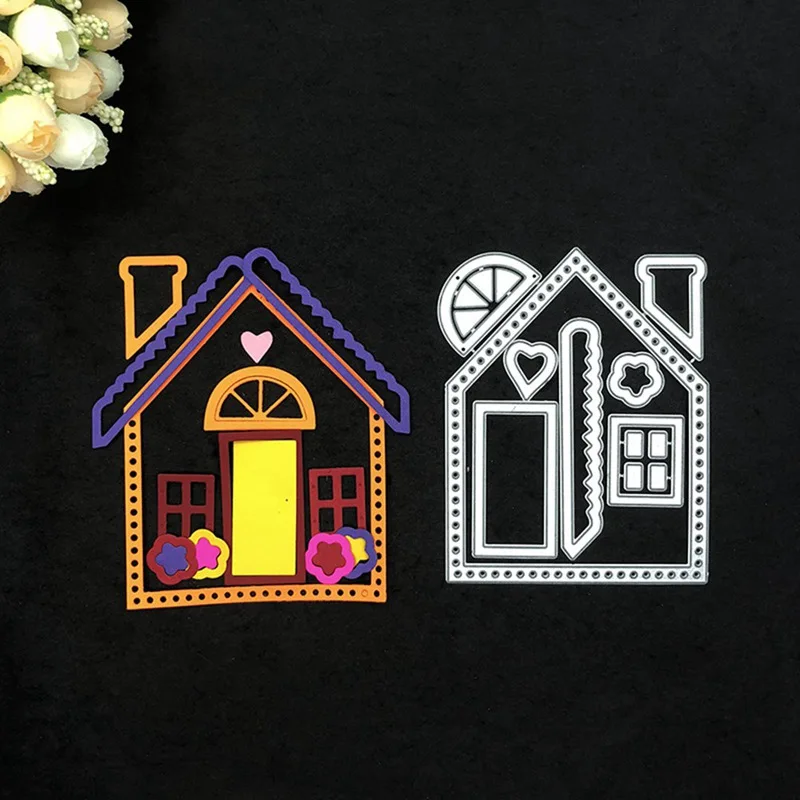 3D маленький домик металлические режущие штампы трафареты для DIY