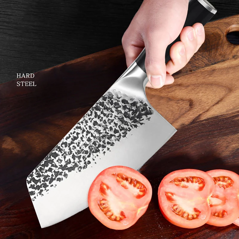 

Zollor Handmade Forged Stainless Steel Kitchen Knives Cleaver Knife Non-stick Sharp Chopping Slicing Chef Knives Wood Handle