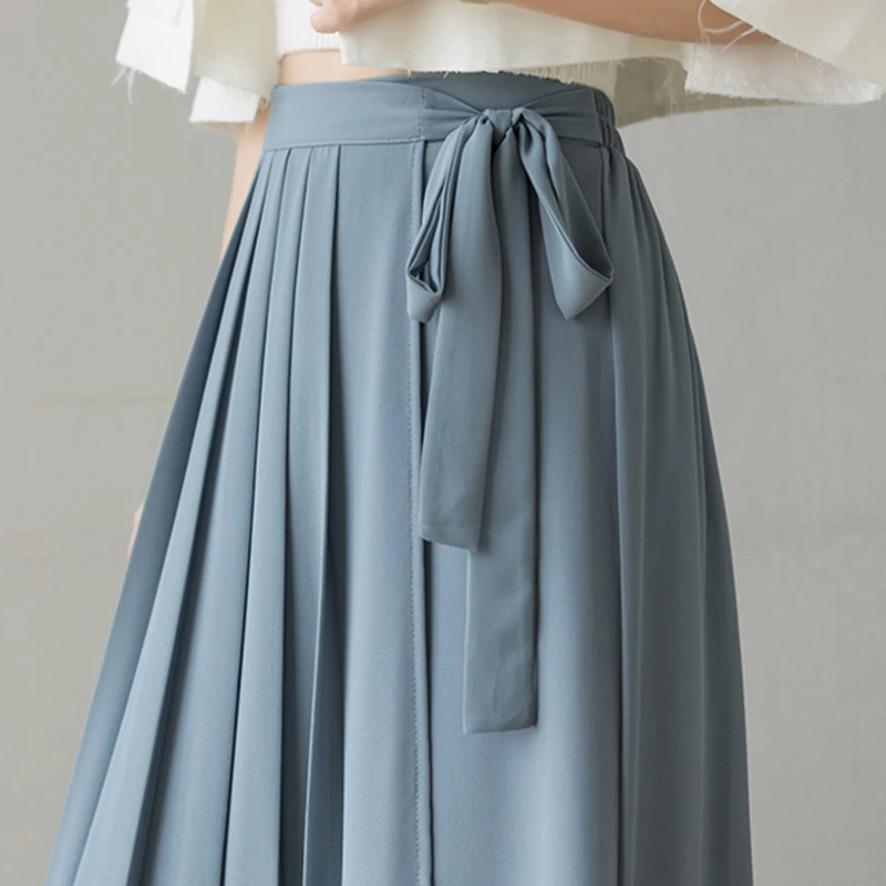 Женские шифоновые брюки Hakama повседневные широкие плиссированные в Корейском