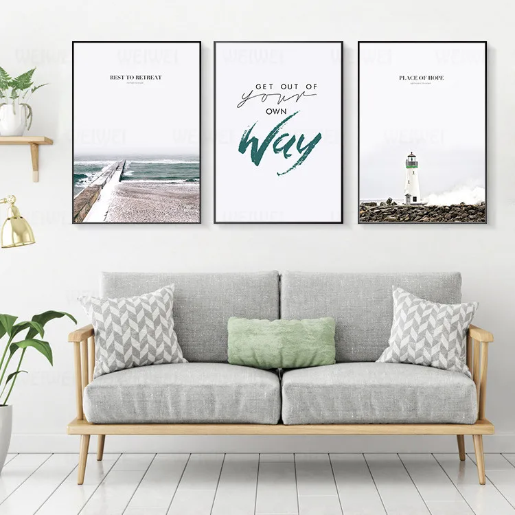 

Lighthouse Seascape Motivational Quotes Poster Prints Nordic Wall Art Pictures Home Decor Canvans Paintings No Frame