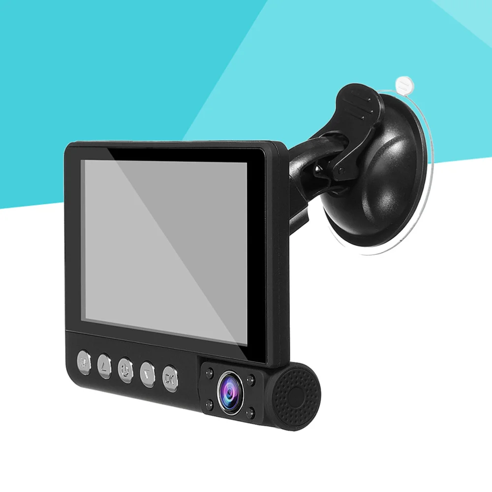 

4" 3 Lens Camera 1080P Car DVR Video Dash Cam Front Rear Interior Recorder (Black)