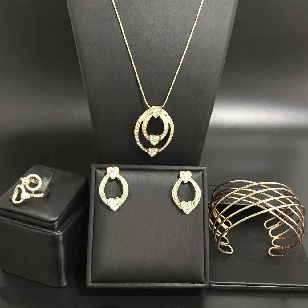 Women fashion rose gold color necklace &amp braclete ring earrings combo set sweet jewerly for women. | Украшения и аксессуары