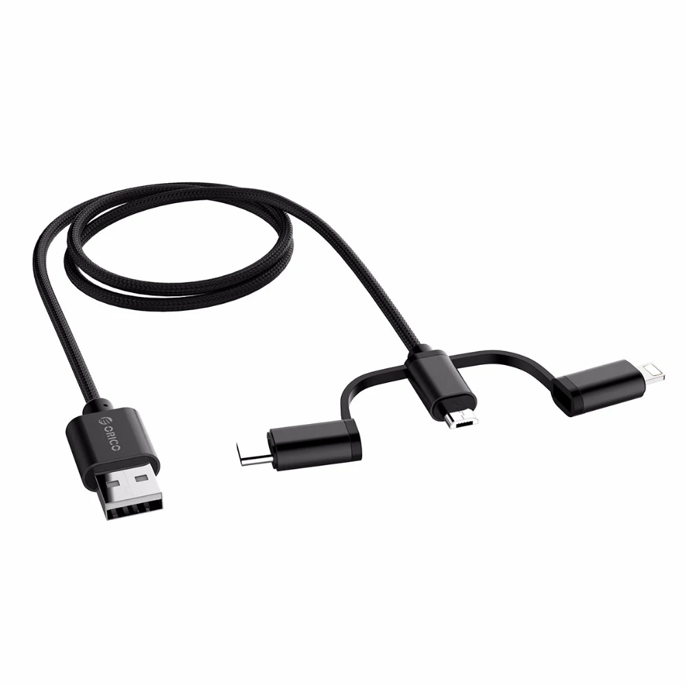 ORICO 3 в 1 type C Micro USB C кабель для iPhone 8X7 6 6S Plus iOS 10 9 8 samsung Nokia USB быстрая зарядка нейлоновые Кабели шнур