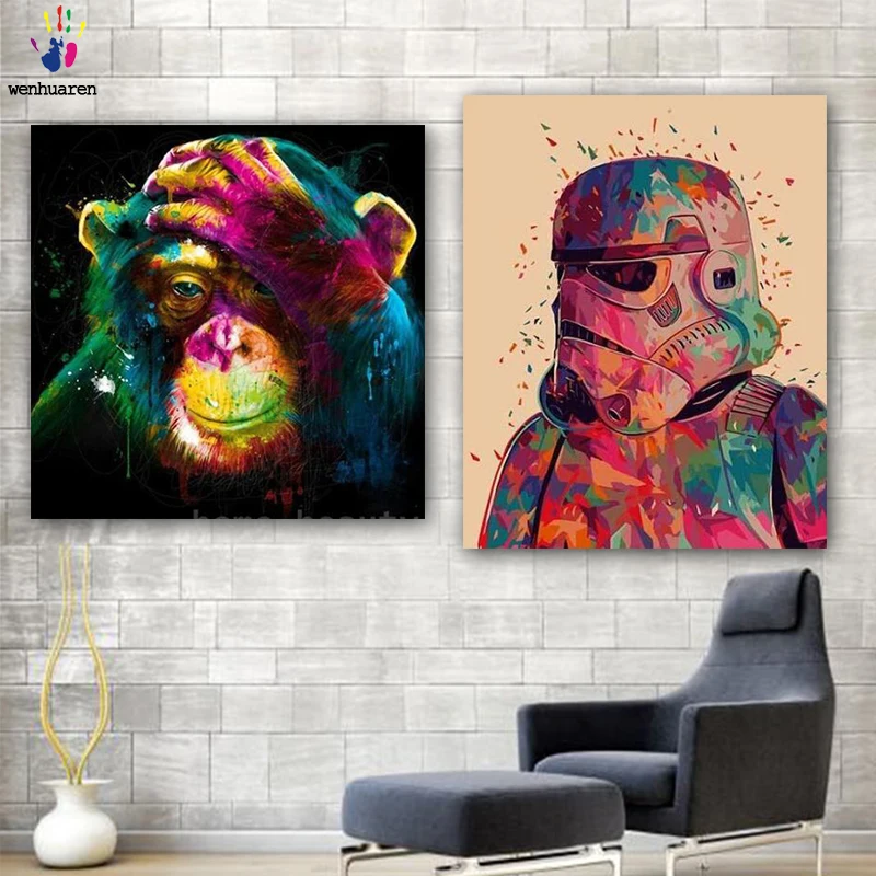 

DIY colorings pictures by numbers with colors Colored monkey picture drawing painting by numbers framed Home