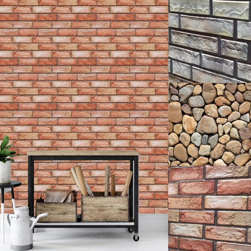 

1 шт. 3D Наклейка на стену из кирпича, самоклеящаяся Водонепроницаемая настенная бумага из ПВХ для ванной комнаты, маслостойкая кухонная накл...