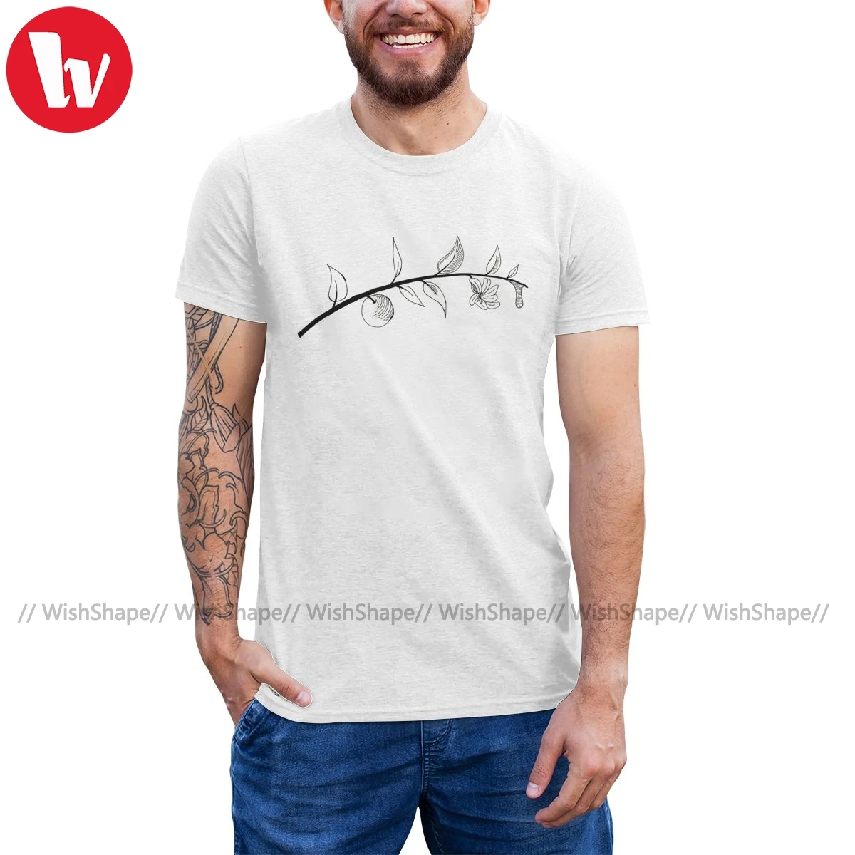 Цитрусовая футболка с оранжевыми ветками Мужская короткими рукавами хлопковая