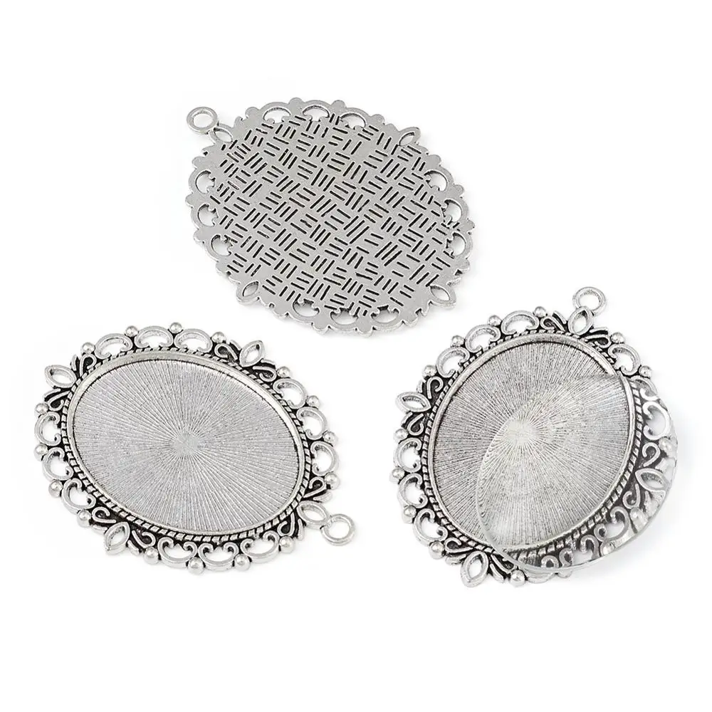 40x30 мм овальное прозрачное стекло кабошон покрытие античный серебряный цвет