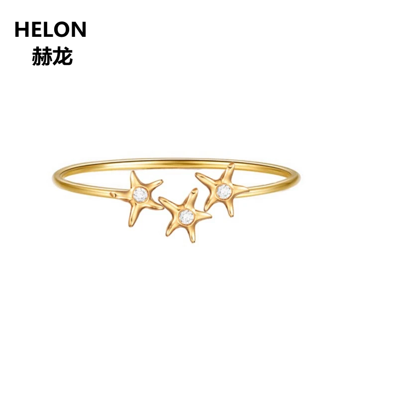 100% SI/H полный разрез с натуральными Бриллиантами Кольцо Твердое 14k желтое золото