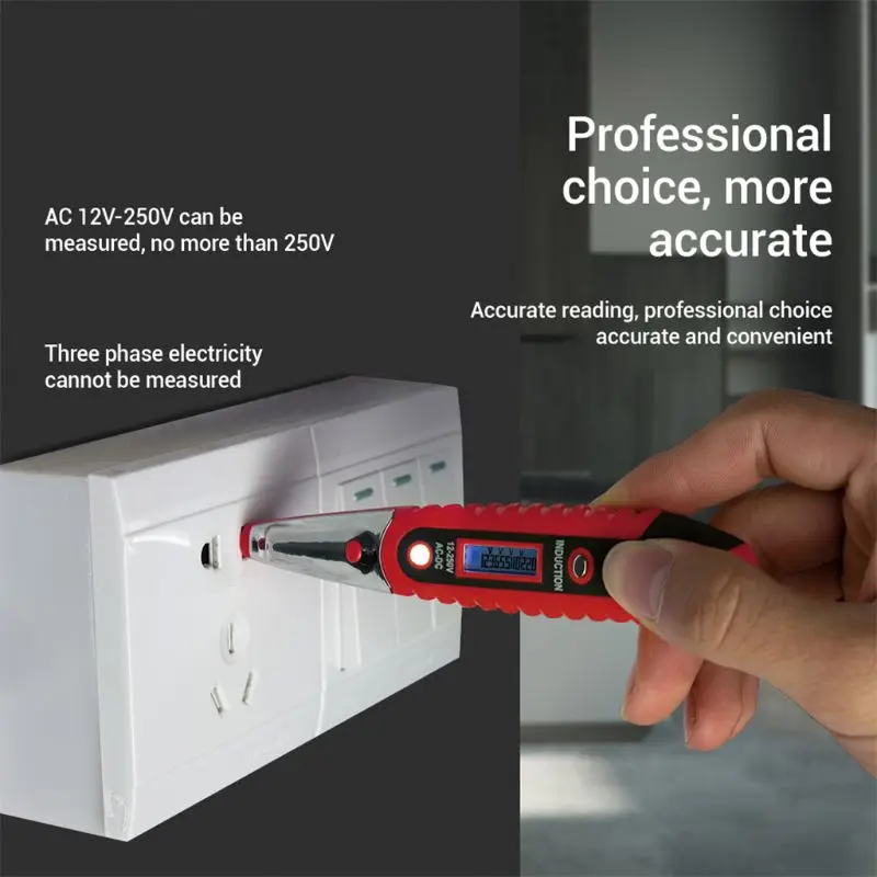 VD700 Digital Test Pencil Multifunction AC DC 12-250V Tester Electrical Detector Voltage Pen63HF | Инструменты
