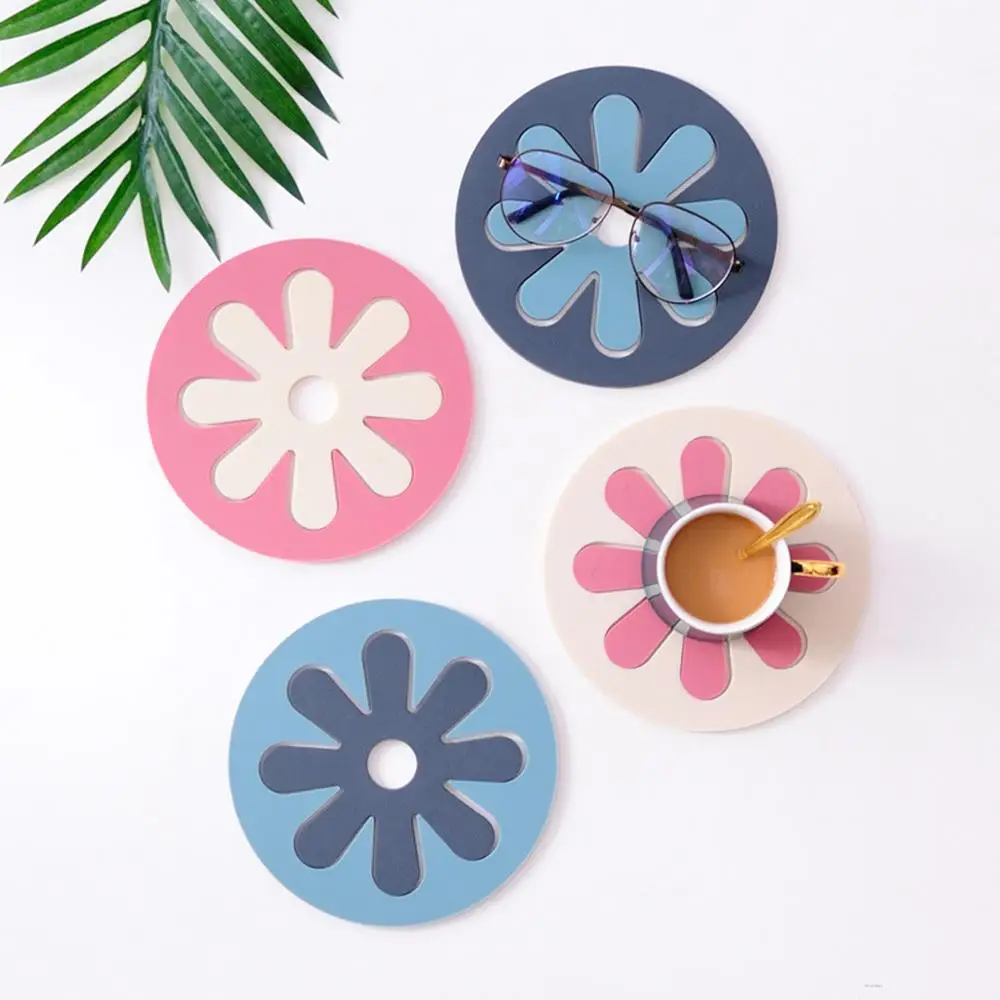 

Creative Round Floral Pattern Table Mat Non-slip Heat Insulation Mat Anti-scalding Dishware Pads Silicone Pot Cushion Home Decor