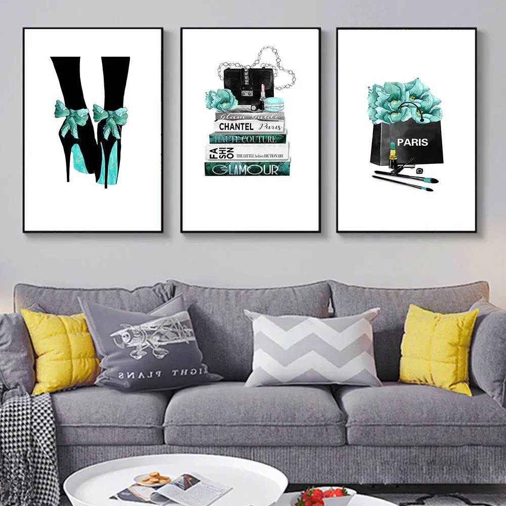 

Nordic Poster Perfume Bottle Canvas Art Prints Flower Book Wall Painting Watercolor Lips Pictures Modern Vogue Girl Room Decor