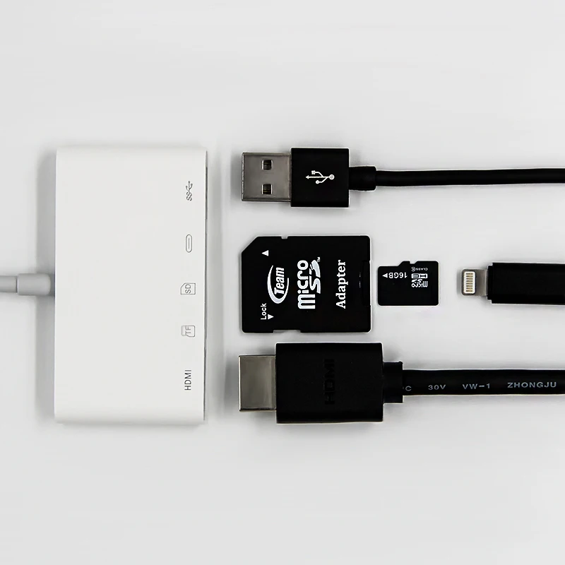 

5 in1 HDMI SD/TF Reader USB OTG Charger Adapter Hub For iPhone XS XR 11Pro 12 Max