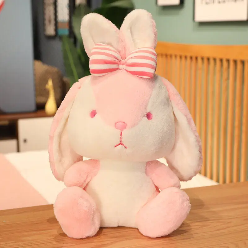 

Funny 35cm -60cm Pink/Blue/Grey Stuffed Animal Bunny with Bowknot Kawaii Plush Rabbit Doll Toy Soft Pillow Hug Gift for Kids