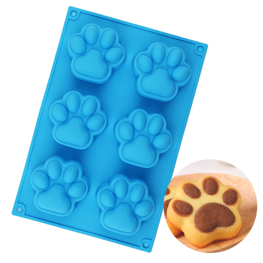 BIG Dog Footprint Feet Mould Cake Molds Soap Mould Creative Cookie Fondant 3D DIY Cat Paw Silicone Bakeware