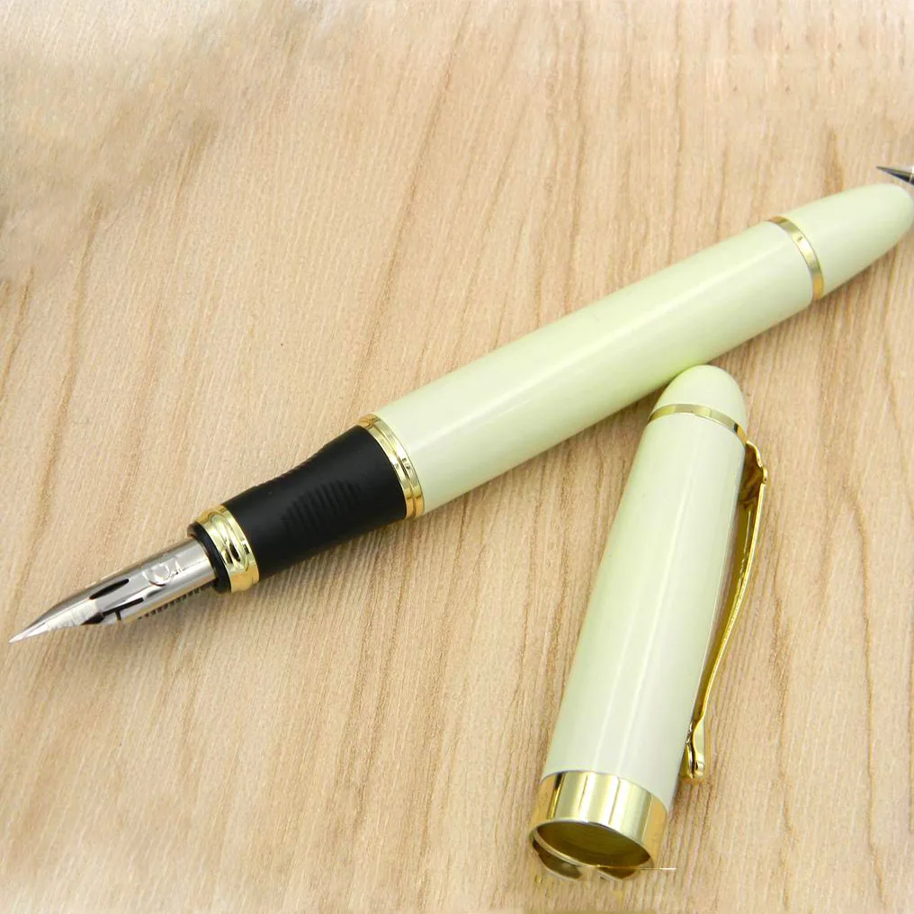 JINHAO 450 г перо Металл Золотой модифицированный каллиграфия круглый корпус цветок тело английская авторучка - Цвет: white