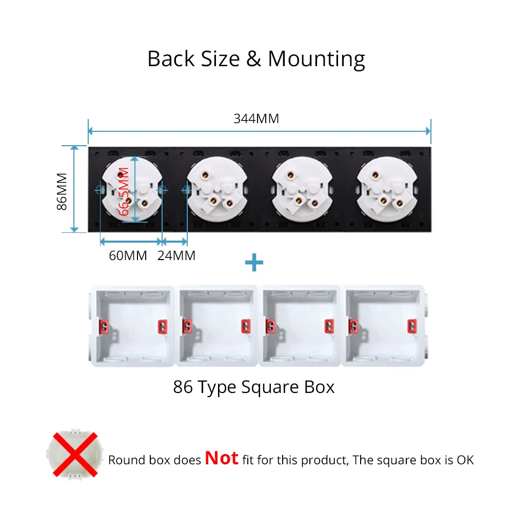 4 х клавишная квадратная французская настенная электрическая розетка