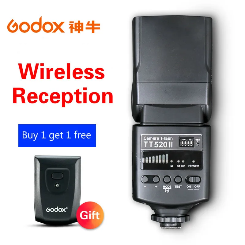 Godox камера вспышка TT520II со встроенным 433 МГц беспроводным сигналом для Canon Nikon Pentax Olympus DSLR camera s Speedlite