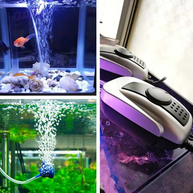 

220V Quiet Aquarium Air Pump Fish Tank Oxygen Air Compressor Pump For Fish Marine Plant Tank Aerator Aquarium Accessories