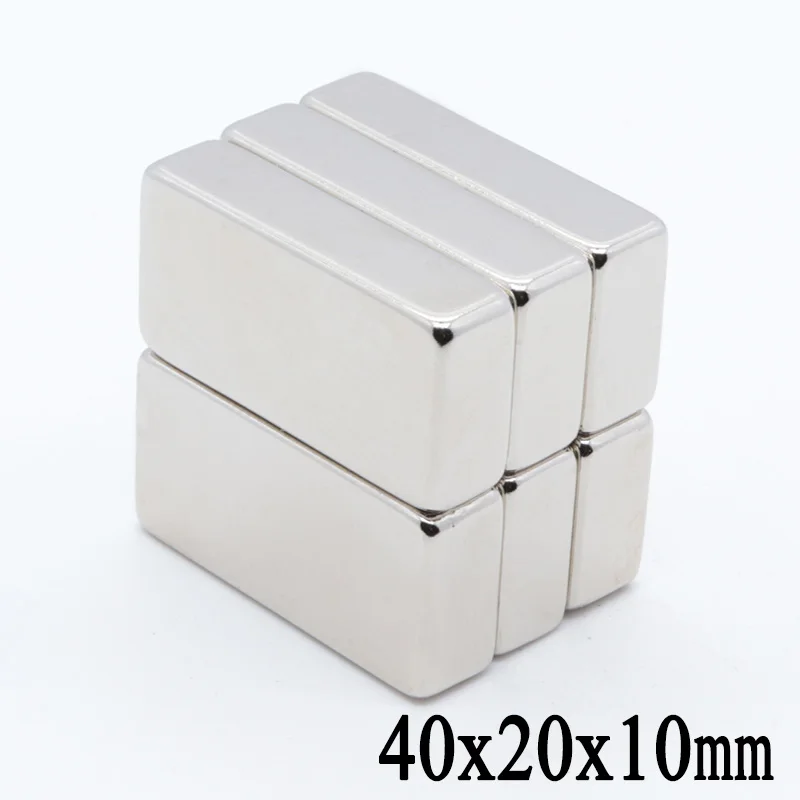Магнит 40x20x10 мм N35 Сильный квадратный неодимовый редкоземельный магнит 40*20*10