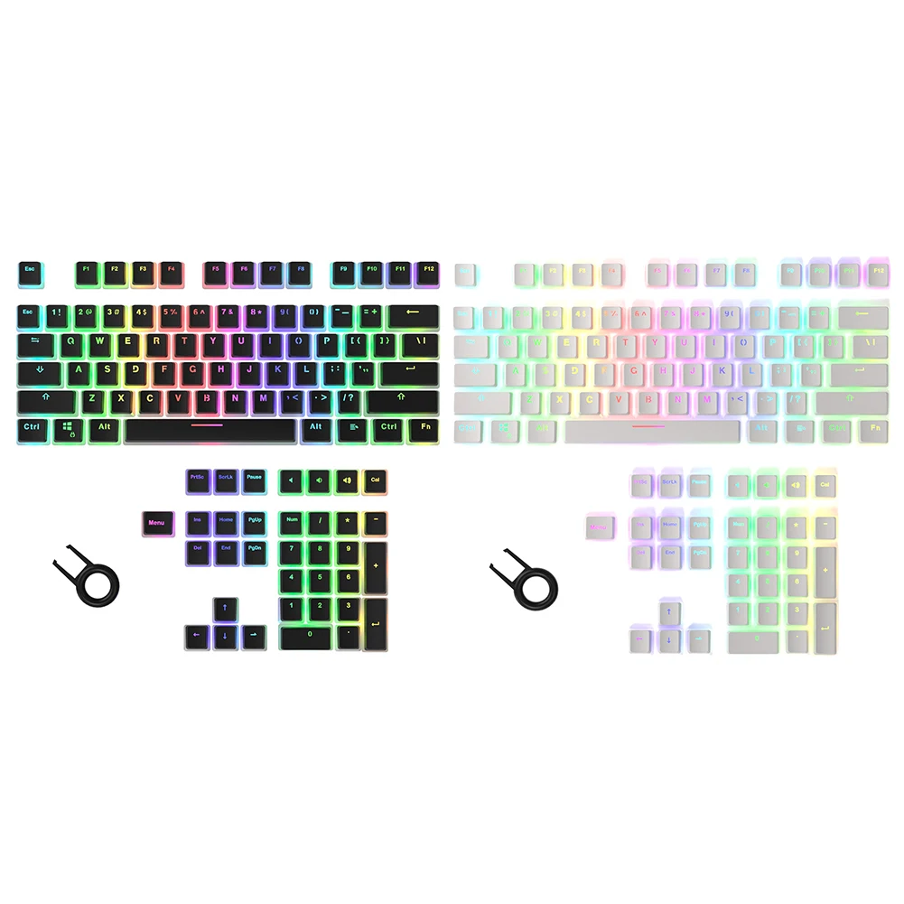 

Havit Keycaps Double Shot Backlit PBT Pudding Keycap Set with Puller Compatible with Cherry MX Mechanical Keyboard Black&White #