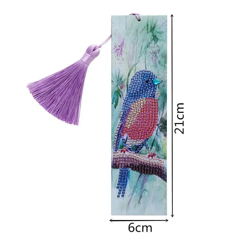 

5D DIY Special Shaped Diamond Painting Leather Bookmark Diamond Embroidery Craft Tassel Book Marks for Books Christmas Gifts