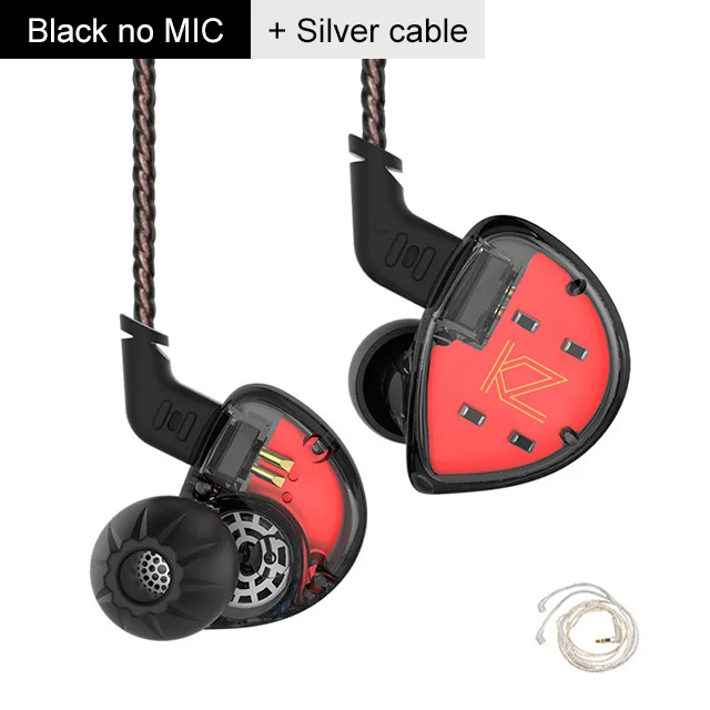 black silver cable KZ ES4 BA+ DD наушники в ухо гибридная гарнитура HIFI бас наушники для KZ ZST ZSN PRO AS10 ZS10 PRO CCA C10 - Цвет: black silver cable