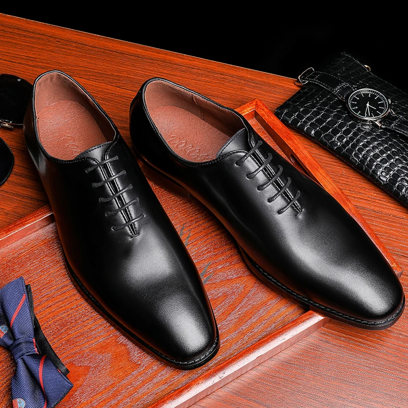 

Men Genuine cow leather brogue wedding Business mens casual flats shoes black vintage oxford shoes for men's shoes