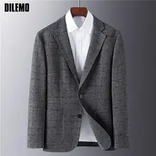 Veste de luxe à carreaux pour hommes, haut de gamme, nouvelle marque de styliste, mode décontractée, Business, Slim Fit, fête, Blazer, Suite, vêtements élégants  (3)