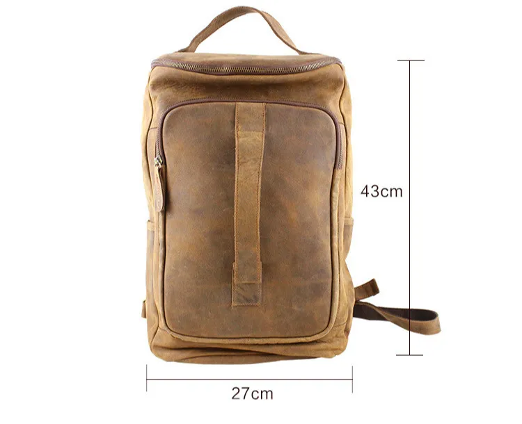 

100% Cow Genuine Leather Men Backpacks Real Natural Leather Student Backpack Boy Luxury Brand Large Fashion Computer Laptop Bag