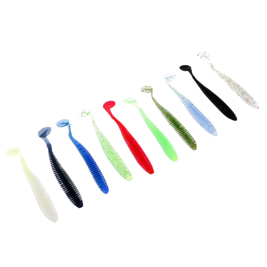 

10X LEURRES DE PÊCHE SILICONE T TAIL LEURRES DE PÊCHE LIFELIKE WORM SOFT