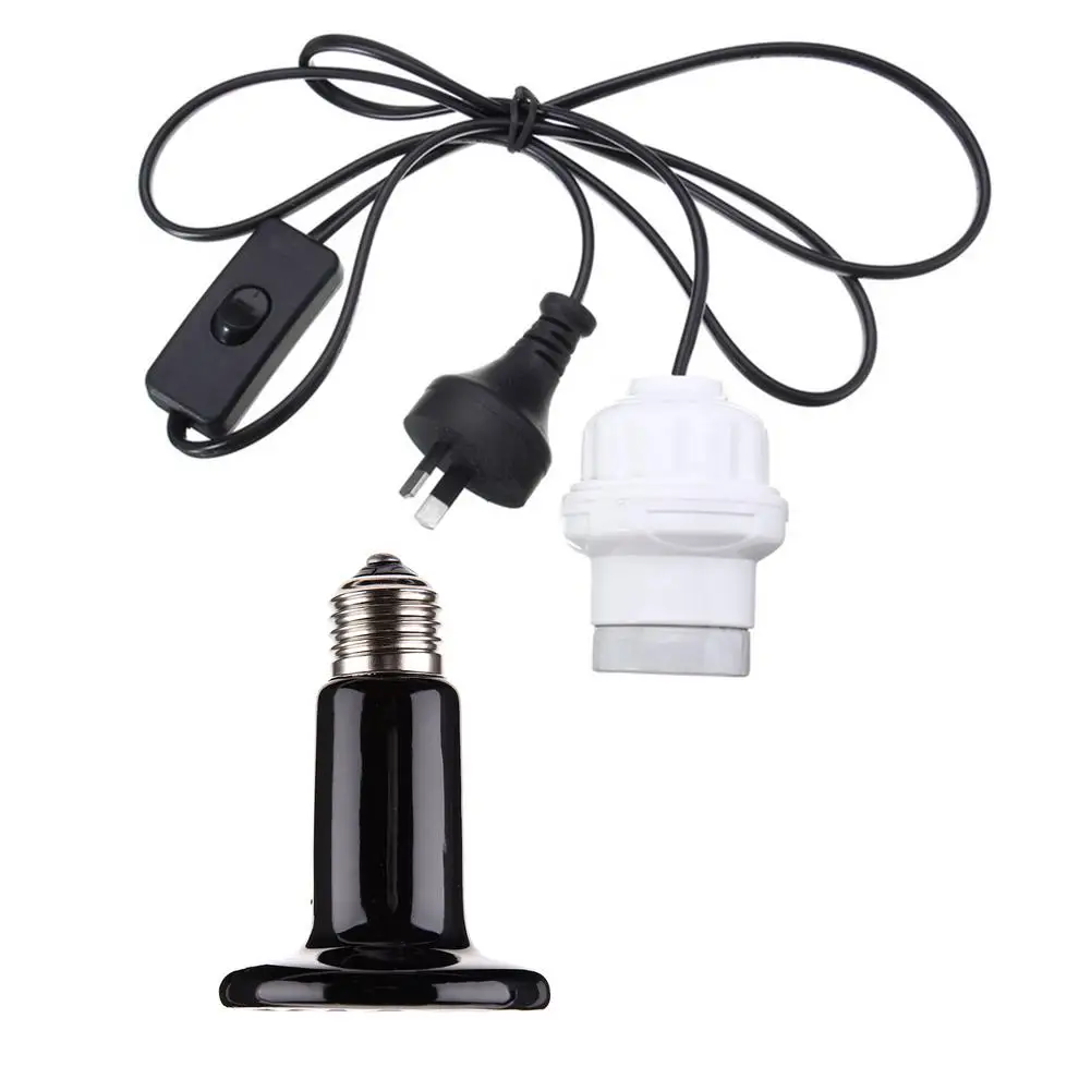 

Reptile Heat Bulb Ceramic Infrared Heat Emitter Lamp Safe Durable Infrared Heater Lamp With Cable For Chicken Lizard Turtle Br