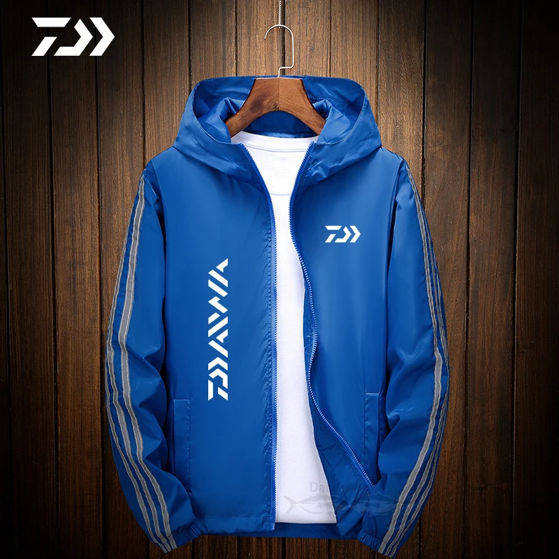 Светоотражающая полосатая куртка Daiwa для рыбалки Мужская быстросохнущая тонкая