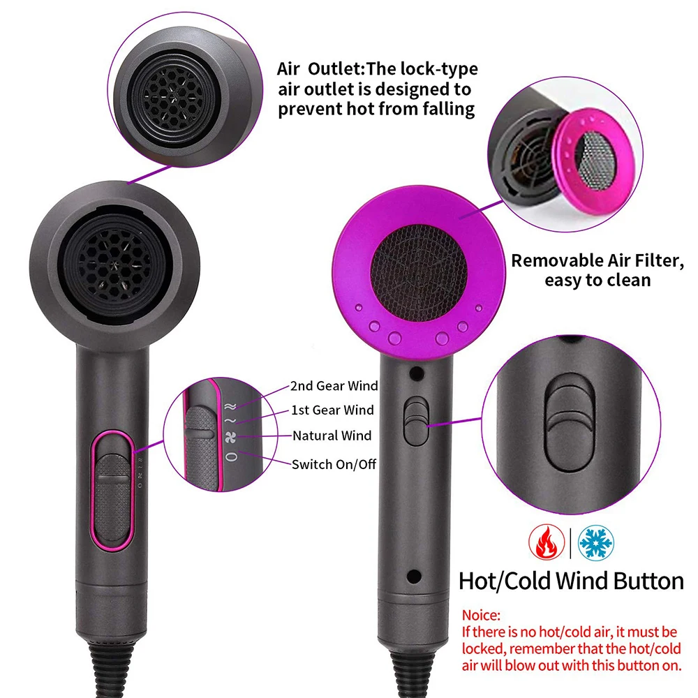 

For Hair Dryer Professional Supersonic Dryer Accessories Hair Negative Ionic Premium Hot Cold Wind