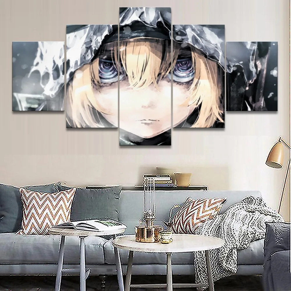 Печать на холсте картины на стену плакат рамки 5 шт. аниме Youjo Senki Tanya Degurechaff живопись для гостиной домашний декор
