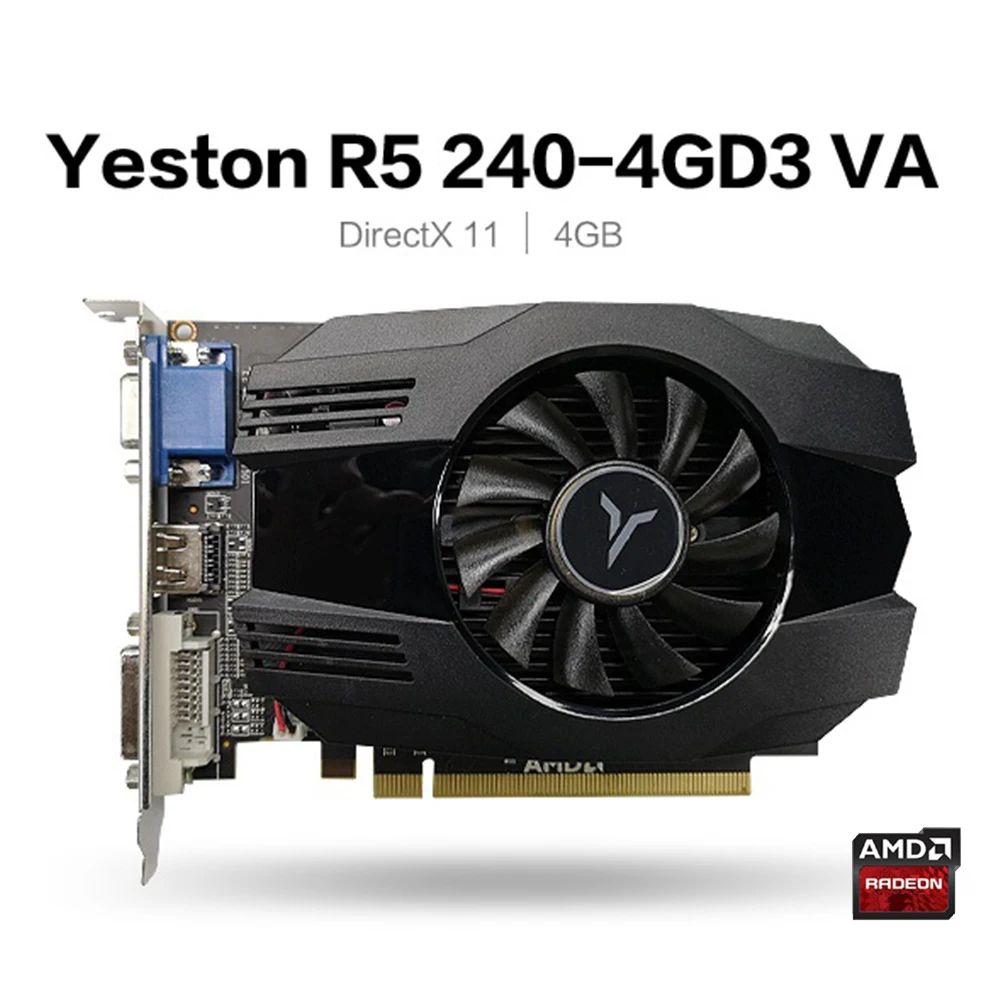 Yeston Radeon R5 240 GPU 4 Гб GDDR3 64 бит игровой Настольный ПК видеокарты Поддержка VGA/DVI-D/HDMI