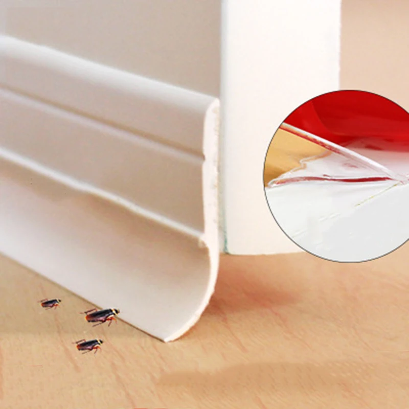 

1pc Adhesive Under Door Sweep Weather Stripping Soundproof Rubber Bottom Seal Strip For 0-18mm Crack Home Door Hardware
