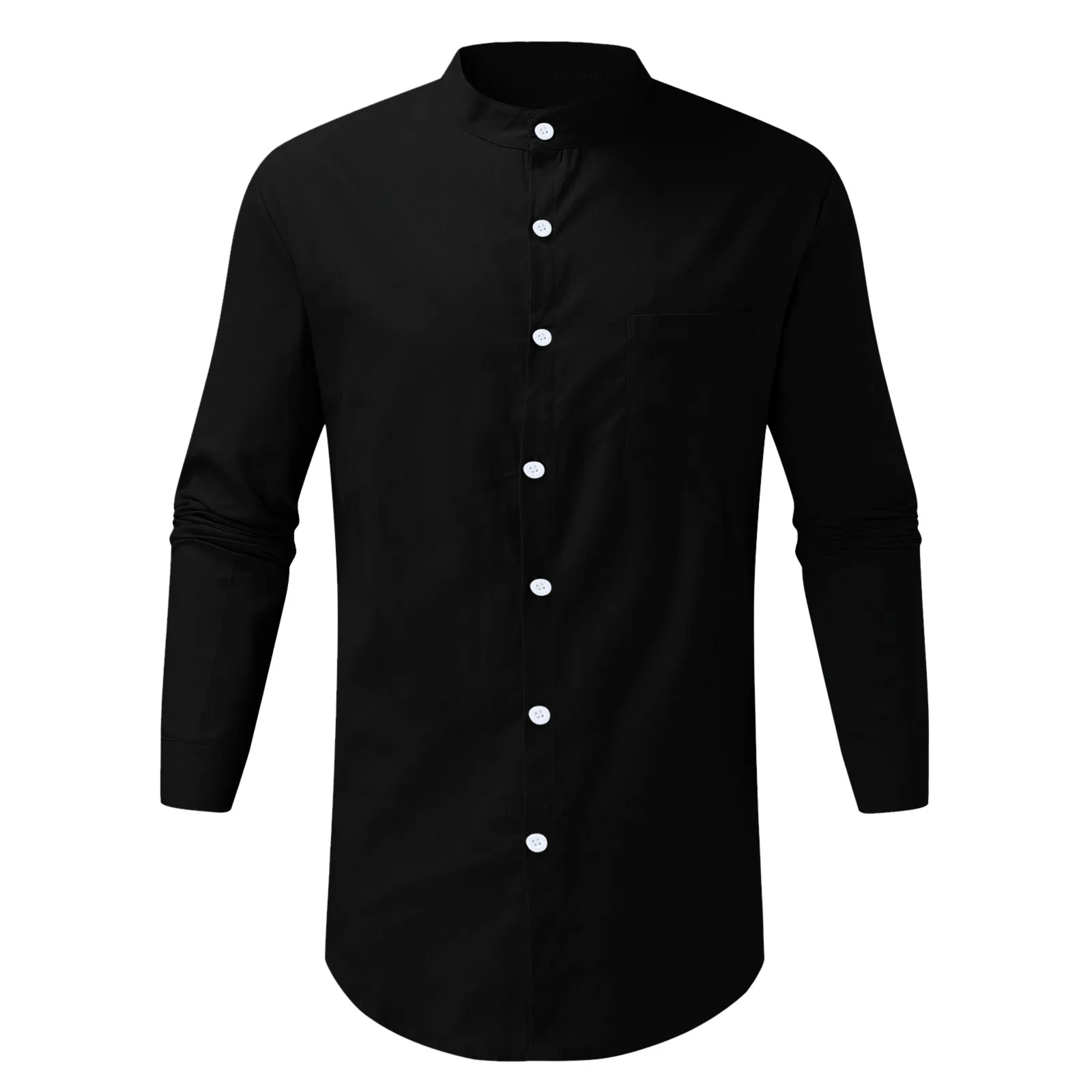 

New Men's Fashion Casual Shirt Solid Color Collar Cardigan Long Sleeve Shirt Top High Quality Comfy Daily Shirt Camisa Masculina