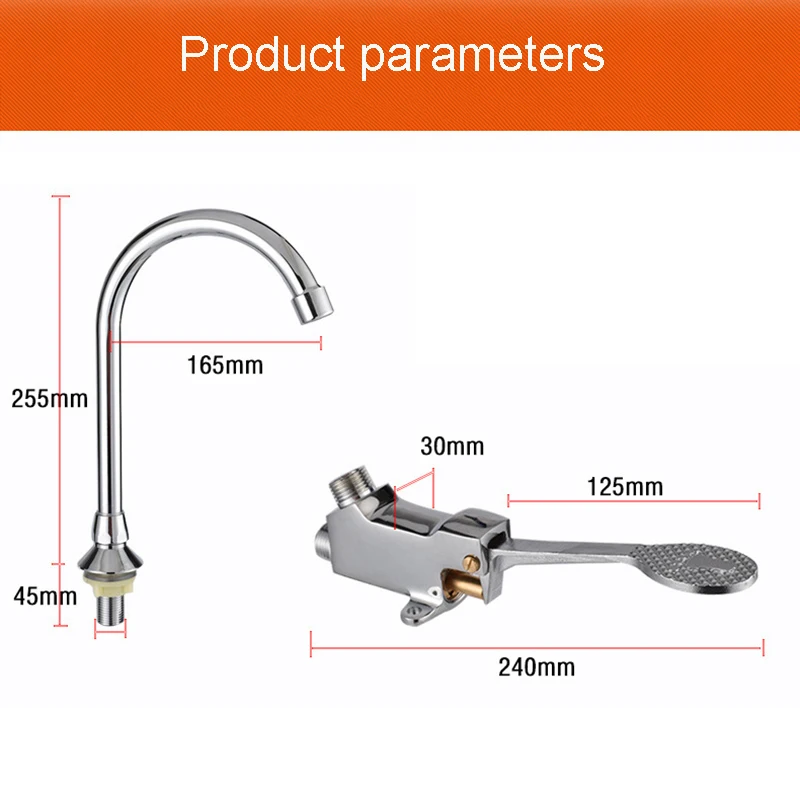 

1pc Switch Control By Floor Foot Pedal Valve Copper Bathroom Basin Faucet Single Cold Tap Hotel Pedal Faucet Water