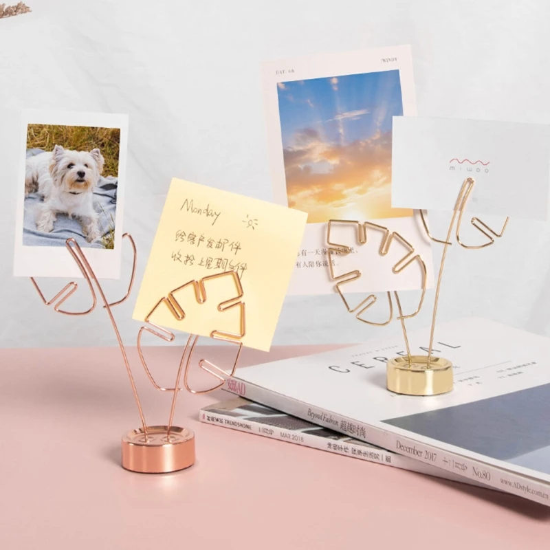 

1Pc Leaf-shaped Clip Table Card Memo Holder Stand Photo Clips Holder Desk Stand for Memo Paper Note Monmory Photo