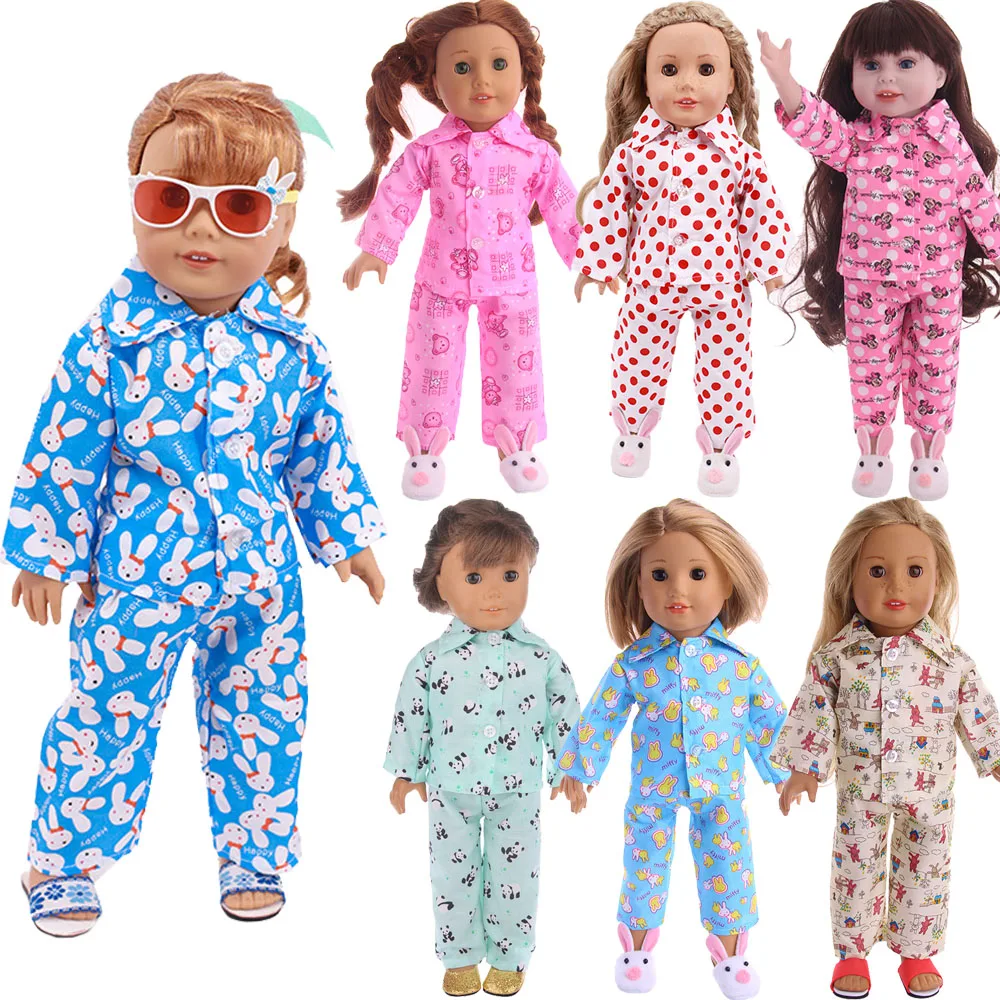 Animal Polka Dot Pajamas Doll Clothes For 18 Inch American Doll Girl&43Cm Born Baby Doll,Our Generation Girl's Christmas Gifts doll accessories cute pajamas nightgown clothes for 18 inch american girl boy doll our generation