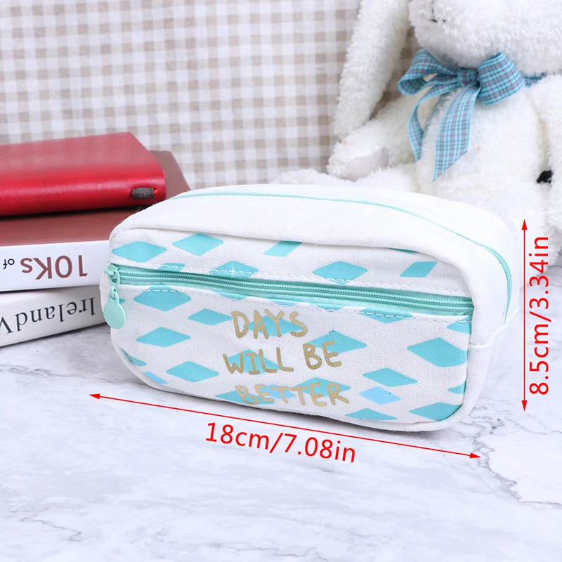 

1 X Pencil Case Canvas School Pencil Cases Creative Cute Pen Bag Box Office Stationary Supplies