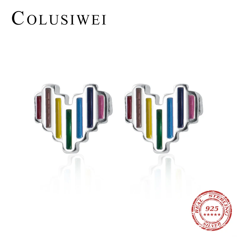 Colusiwei красочные серьги гвоздики в форме сердца для женщин Аутентичные
