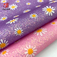roll 20120cm glow in the dark daisy floral printed fine glitter leather sewing fabric sparkle diy craft brooch bows earring