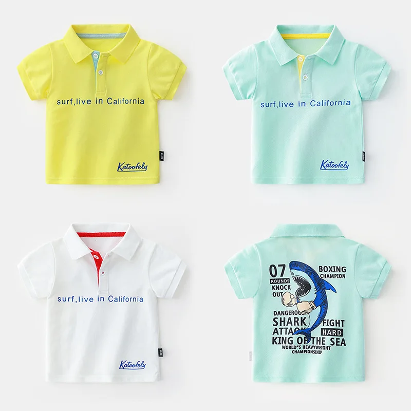 

New Toddler Baby Boy Kid Summer T Shirts Short Sleeve Cartoon shark print Polo Shirt Tops T-Shirt Children's Tee Clothes