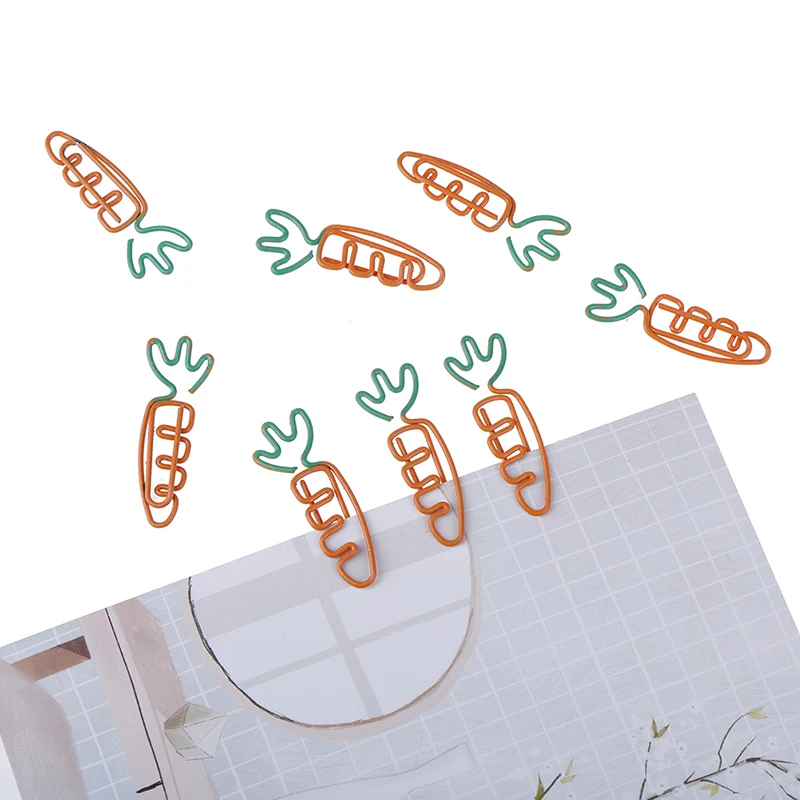 

10pcs Cartoon Creative Carrot Metal Office School Supplies Cute Paper Clips Gift