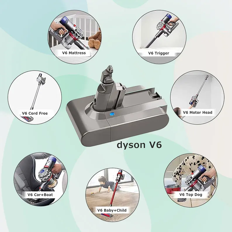 Литий-ионный аккумулятор V6 100% мАч 6000 В 6 0 Ач для аспиратора Dyson DC58 DC59 DC61 DC62 SV09 SV07 SV03