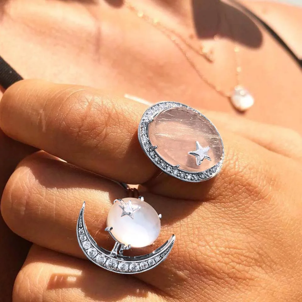 

2pcs/set Simple Star Moon Statement Rings Set For Women Fashion Geometric Knuckle Rings Jewelry Accessory Femme anneaux mujer